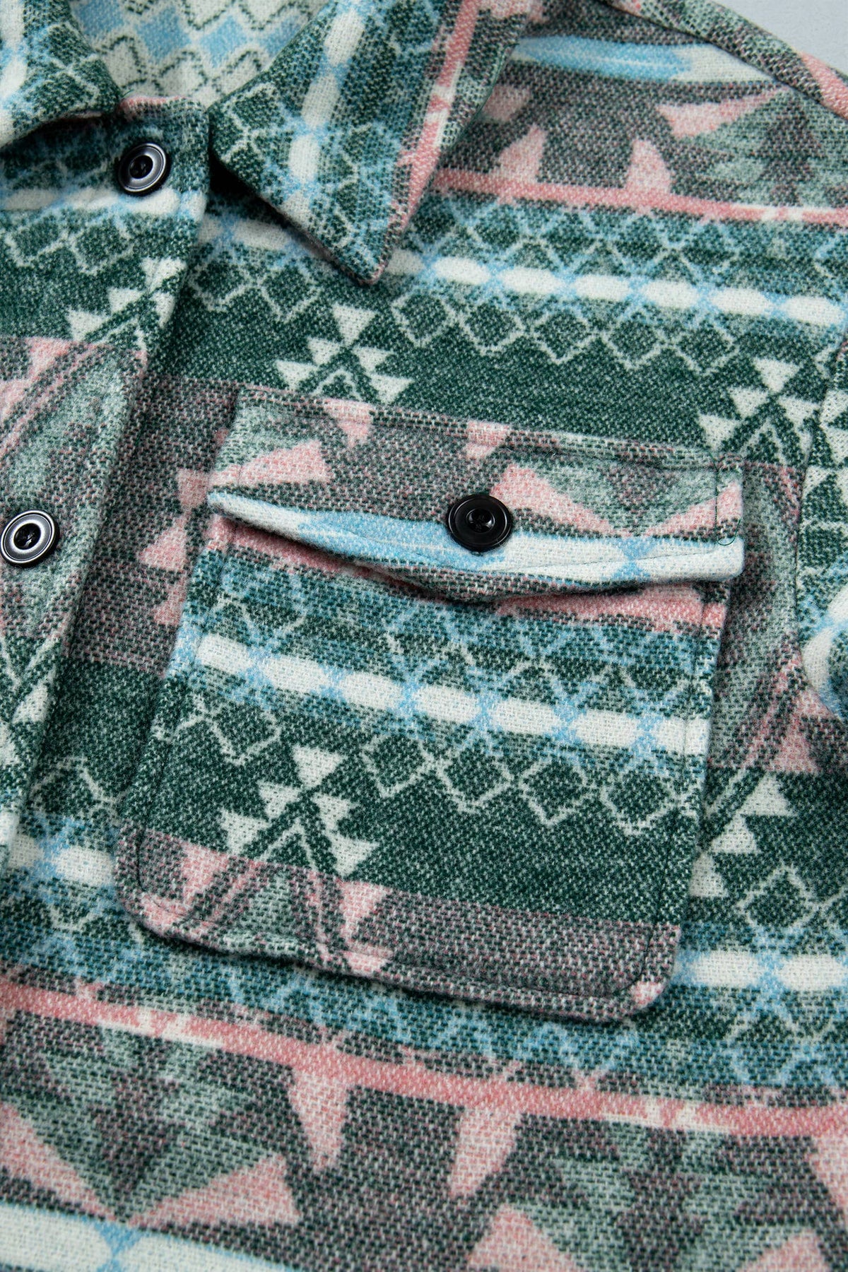 Geometric Print Button Front Long Sleeve Shacket