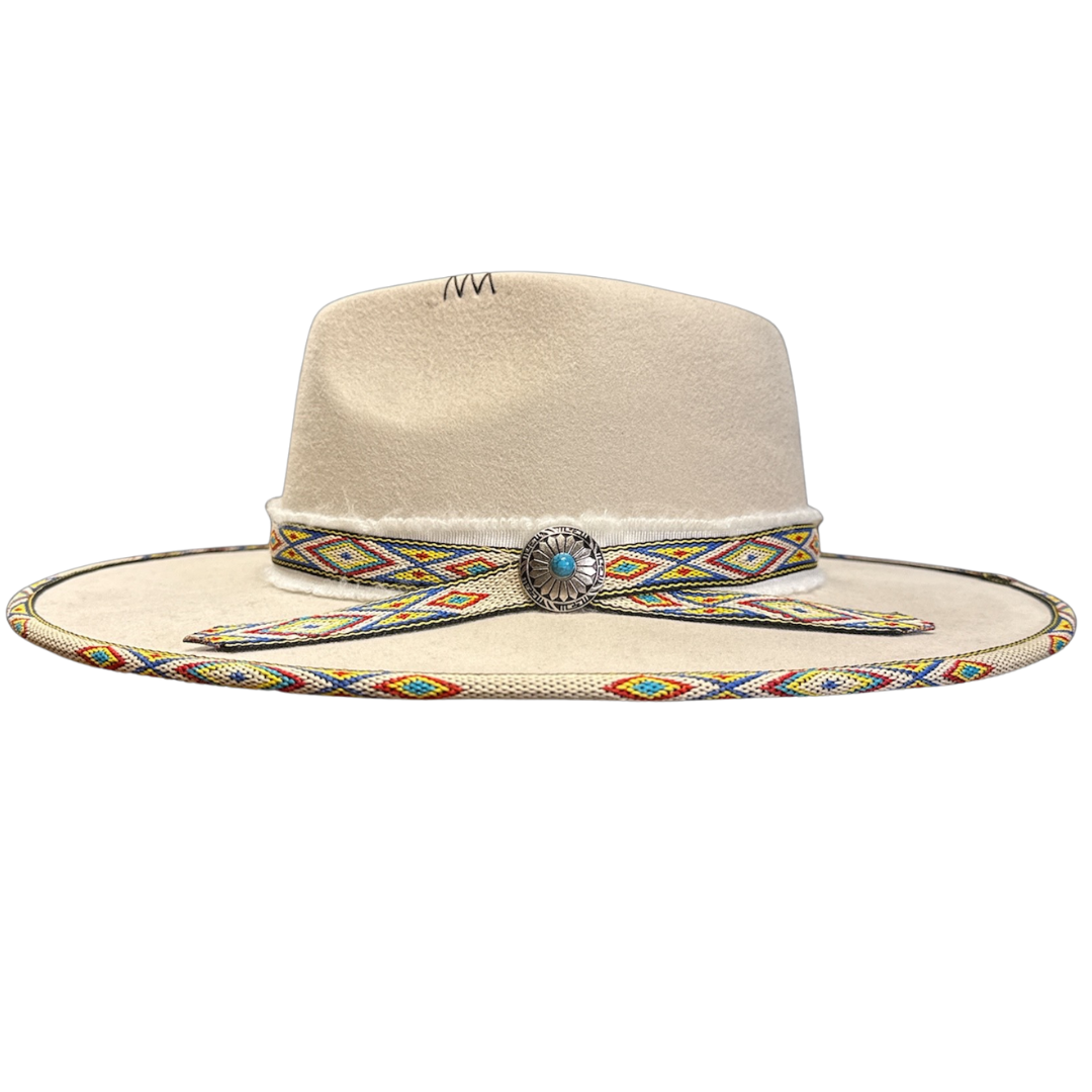 New 100% Wool Flat Brim Felt Fedora - Style Lakota