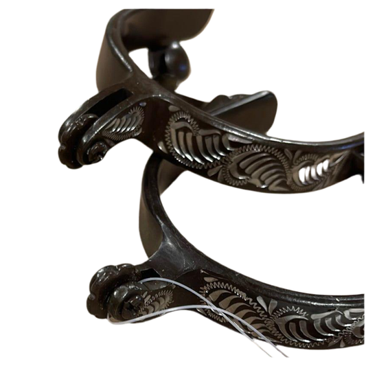 Western Rawhide Antique Engraved Roper Spurs 335819