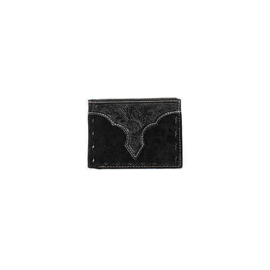 Nocona - Black Roughout with Buckstitch Men’s Passcase Bifold Wallet N500045001