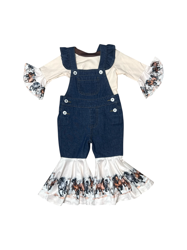 Running Horse Denim Overalls