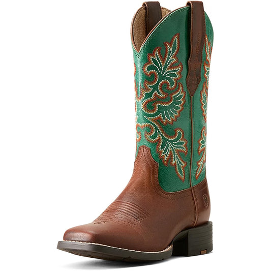 ARIAT Women's Round Up Wide Square Toe Stretchfit Western Boot 10061223