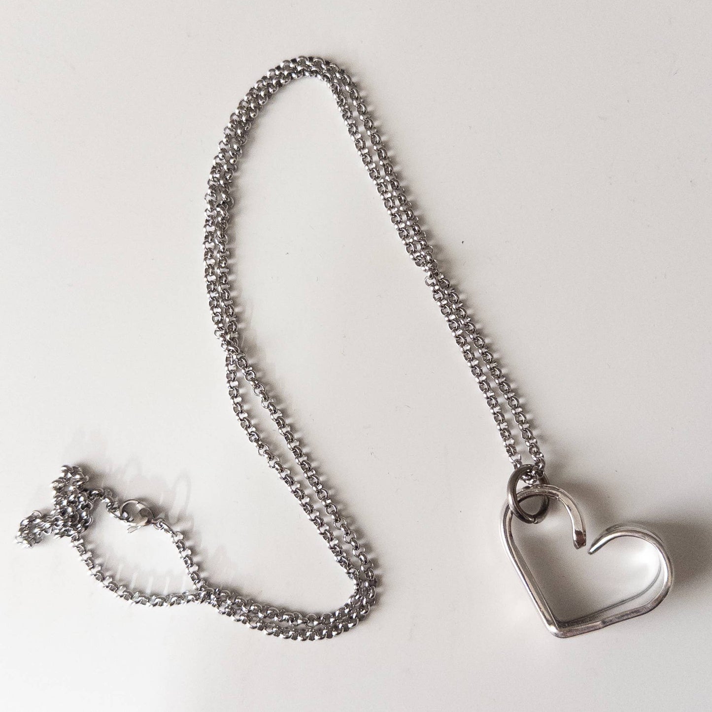 Bent Heart Silverware Necklace