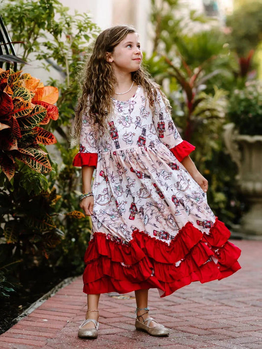 Rufflеѕ & Bоwtіеѕ - Affordable Boys & Girls Clothing - Christmas Nutcracker Long Ruffle Holiday Dress