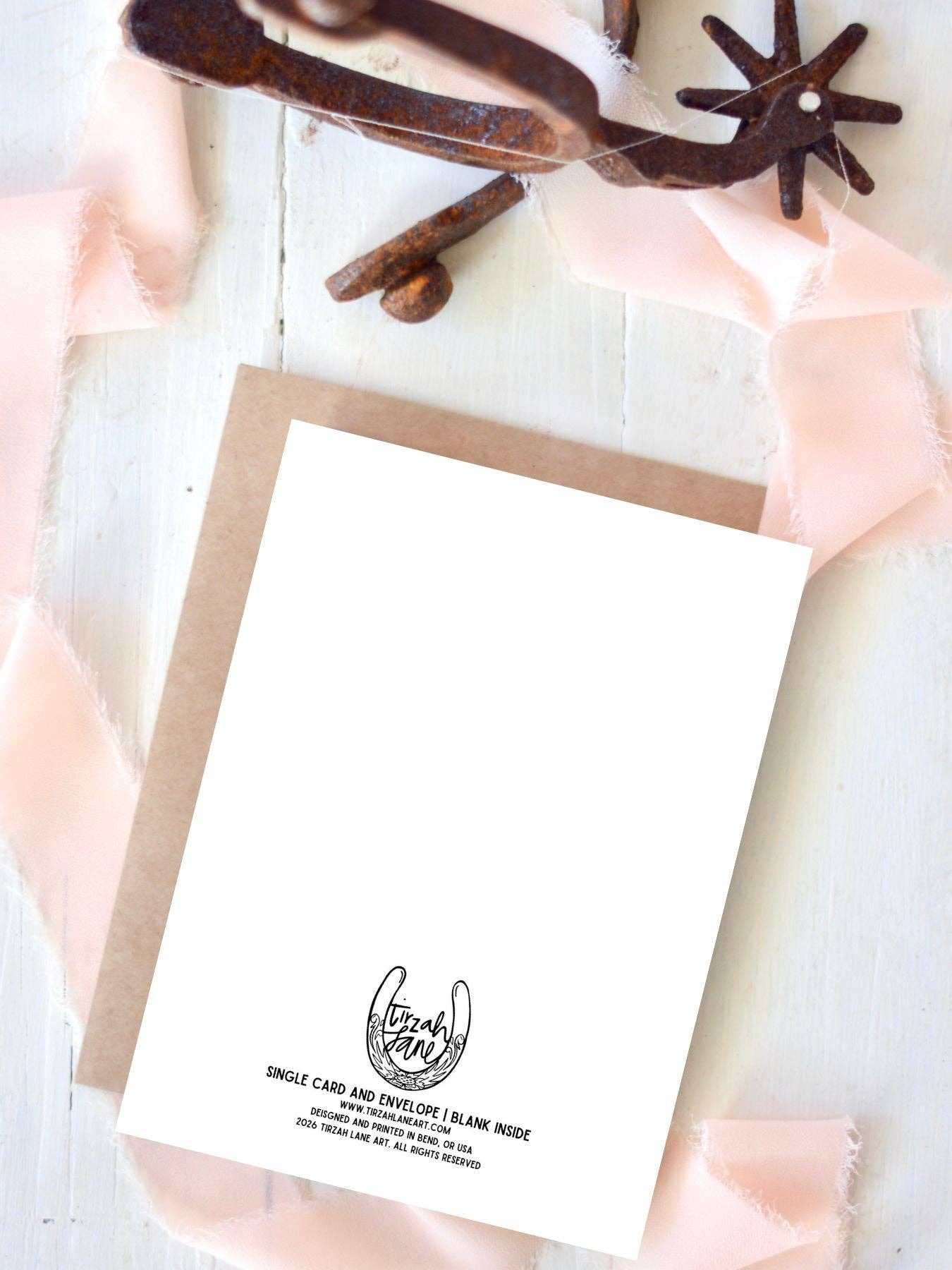 Just Married Western Wedding Card — Rustic Ranch Bride and Groom Newlywed Congratulations
