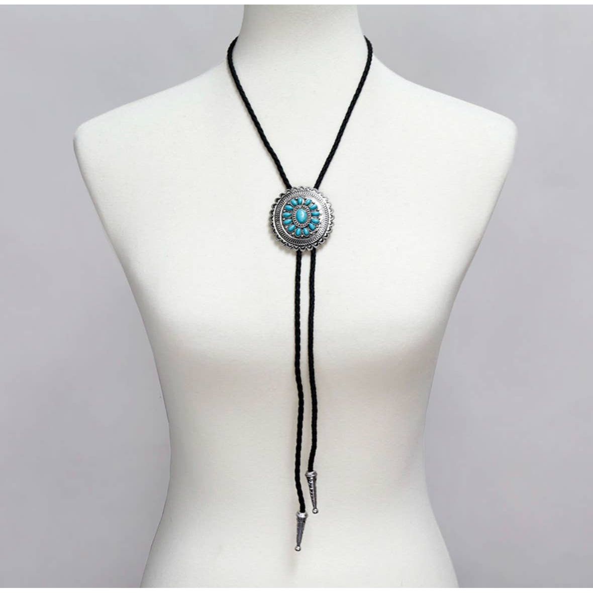 Western Bolo Tie Long Pendant Necklace