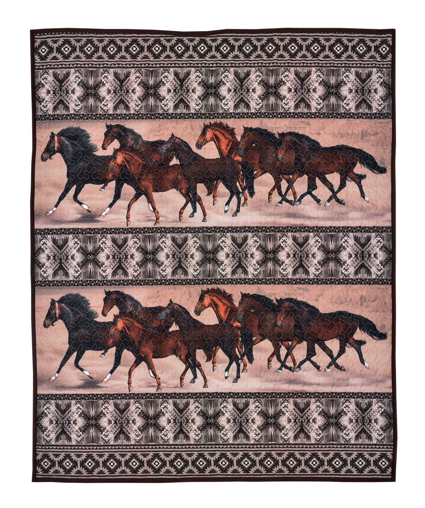 Horse Valley Boho Western Decorative Throw Quilt Blanket