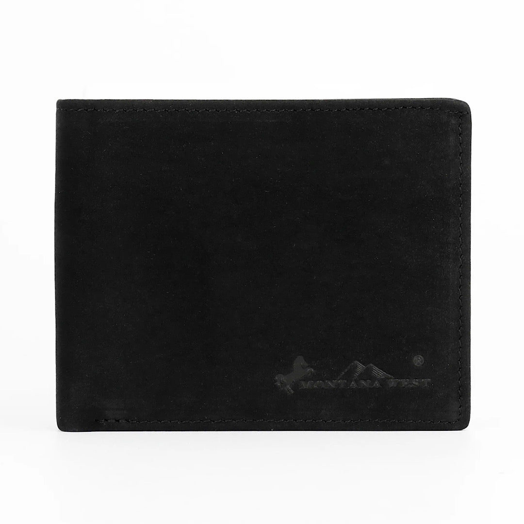 Mountain West Black Suede Bifold Wallet AR RFID-W002BK