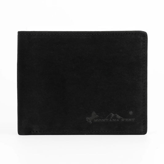 Mountain West Black Suede Bifold Wallet AR RFID-W002BK