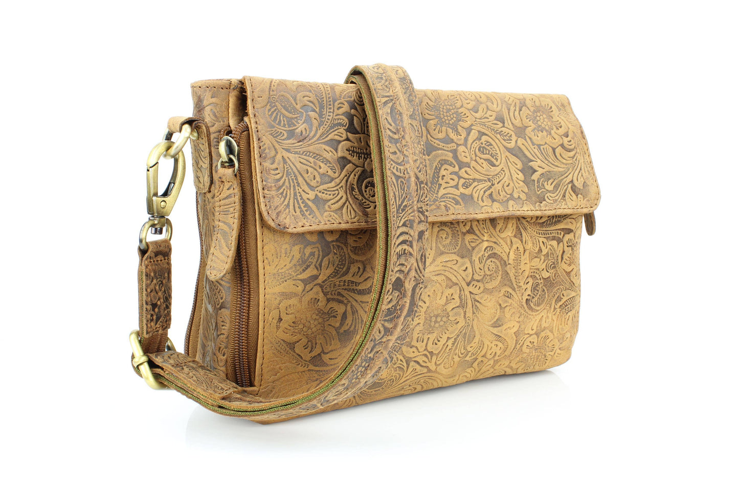 Flap Over Leather Shoulder Bag Hidden Storage 1833
