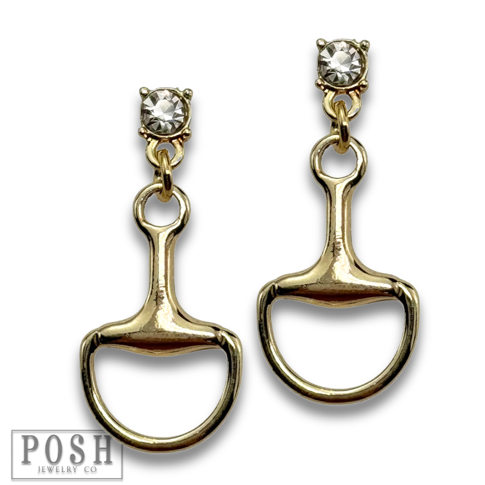 Equestrian charm rhinestone earring
