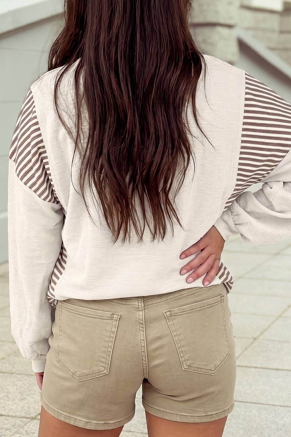 Western Print Patchwork Striped Shift Sweater