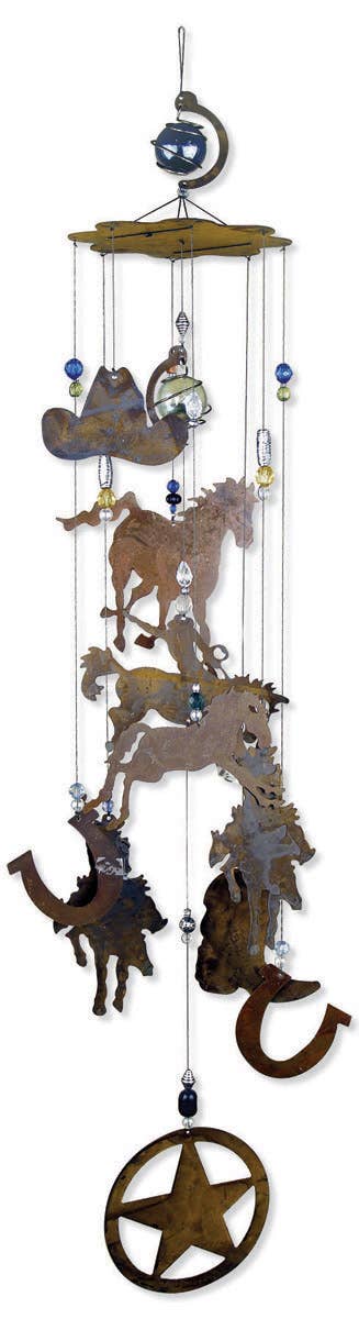 36" Western Cowboy Garden Decor Wind Chimes -  80204