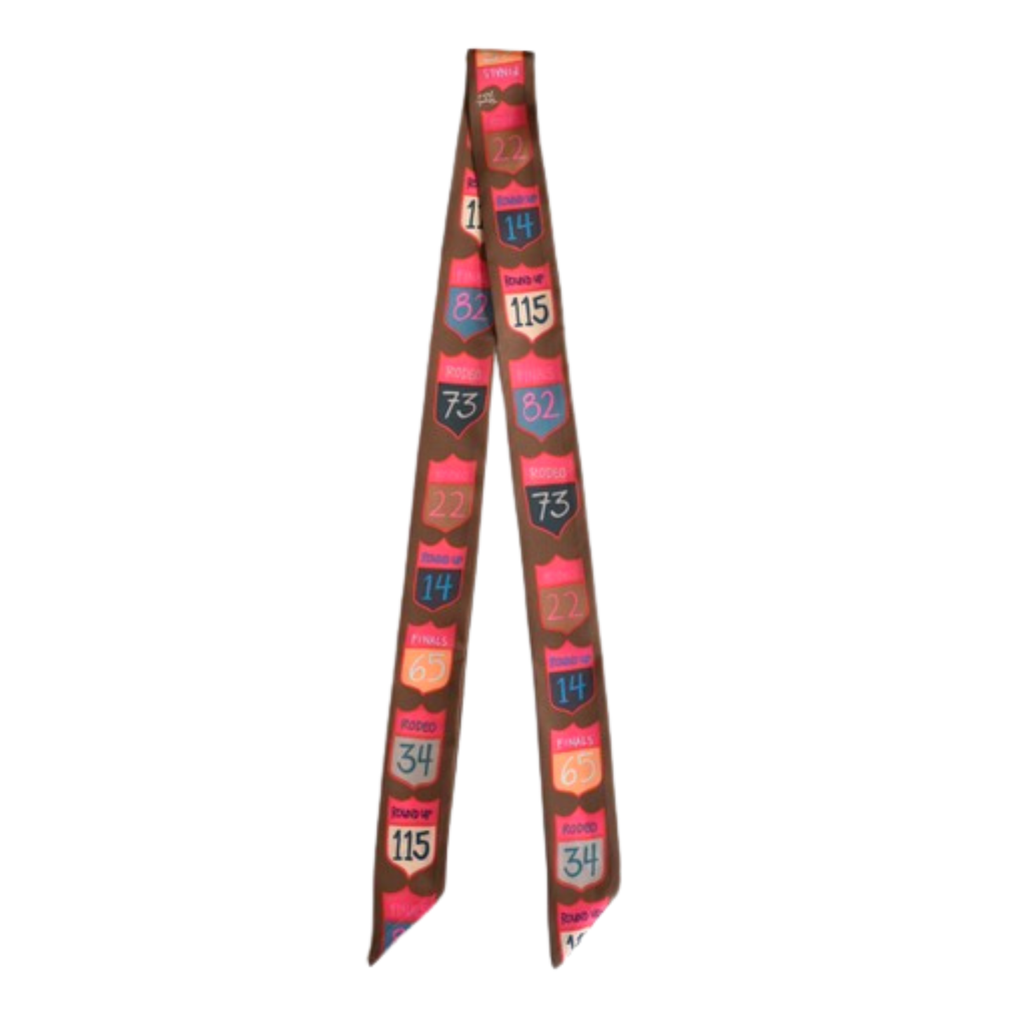 Rodeo Back Numbers Western Twilly Scarf: Cowgirl Rodeo Satin Chiffon Silk Style Scarf