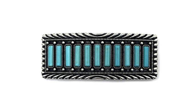 Western Turquoise Metal Plate Hair Barrette