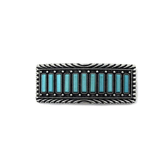 Western Turquoise Metal Plate Hair Barrette