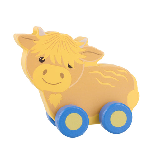 Orange Tree Toys - Highland Cow Wooden First Push Toy
