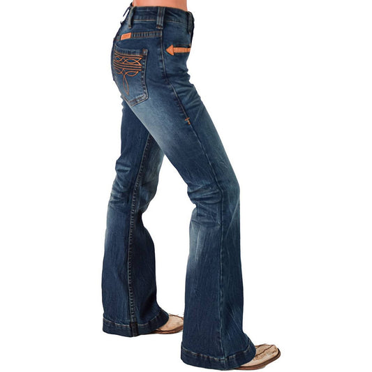 ~Cowgirl Tough Trouser Jeans - Western Bootstitch