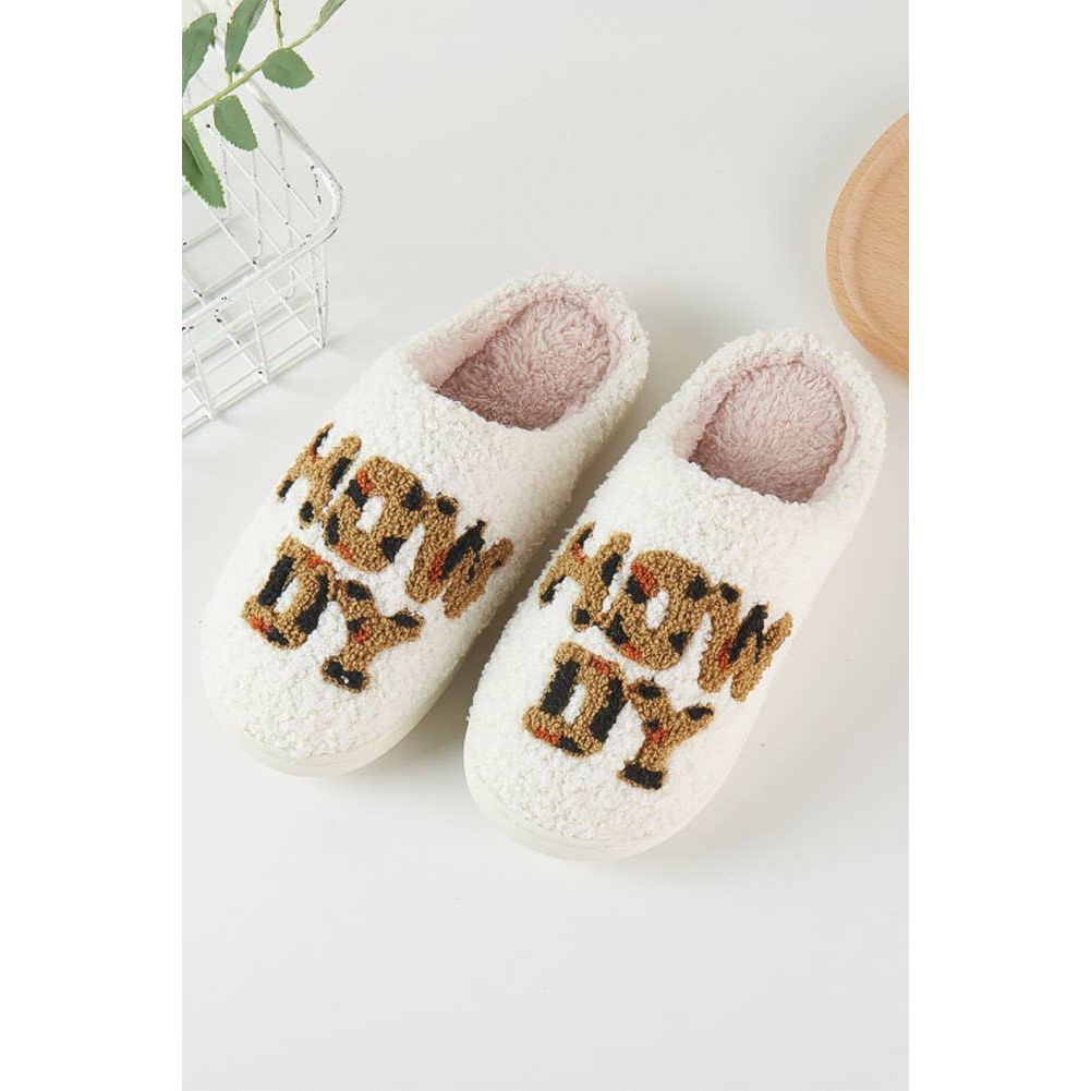 HOWDY Animal Pattern Lettering Winter Slippers