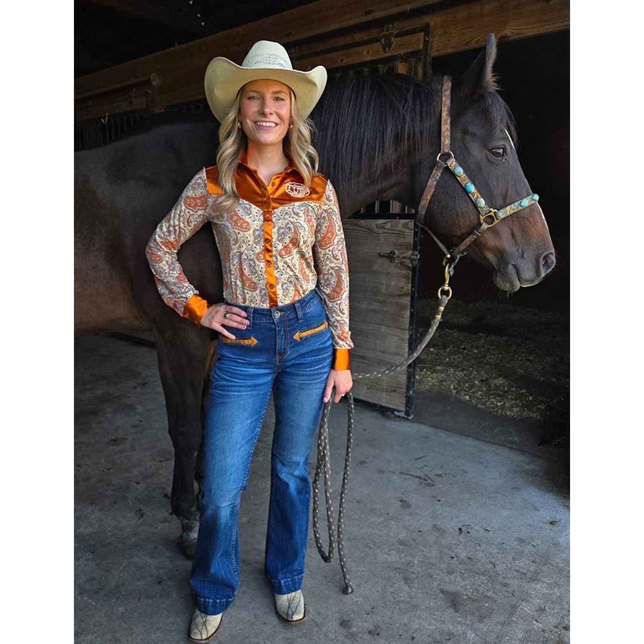 ~Cowgirl Tough Trouser Jeans - Western Bootstitch