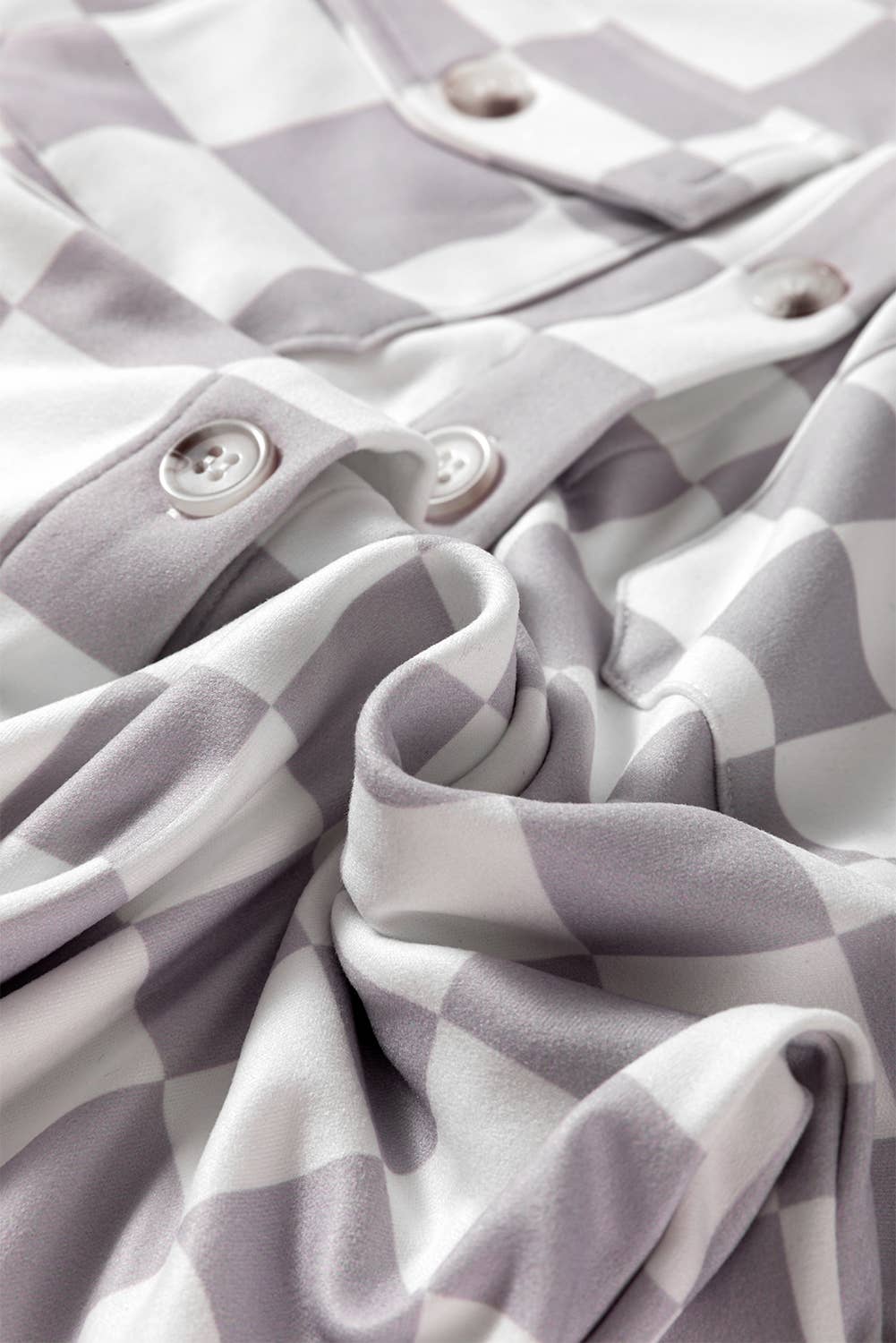 Checkerboard Flap Pocket Button Front Shacket