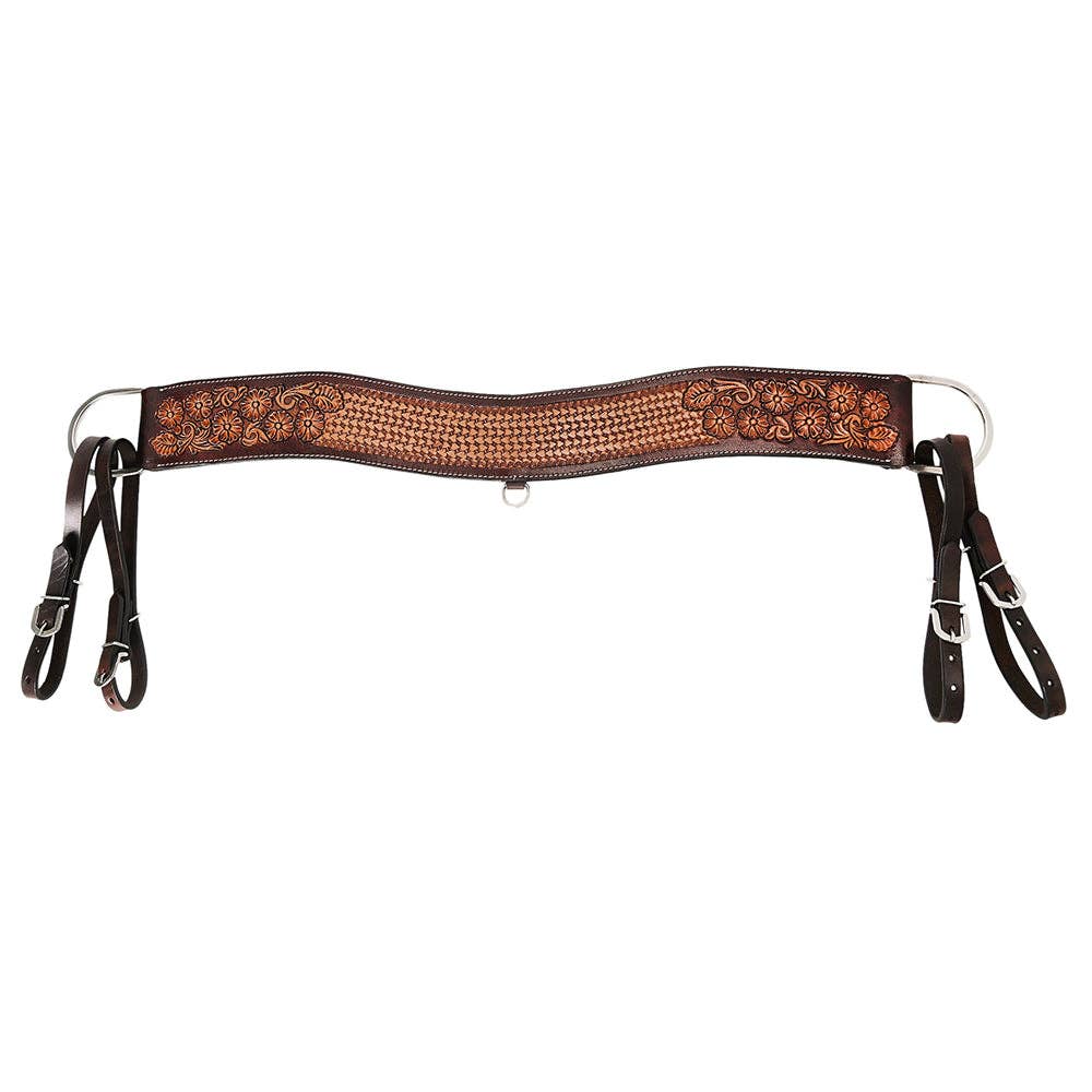 COMFYTACK Western Genuine Leather Horse Tripping Breast Collar Tack Brown Floral Carve