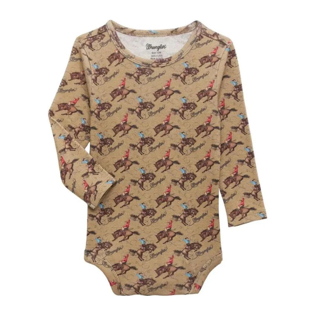 WRANGLER INFANT BOY WOVEN SNAP ONESIE TAN 112355403