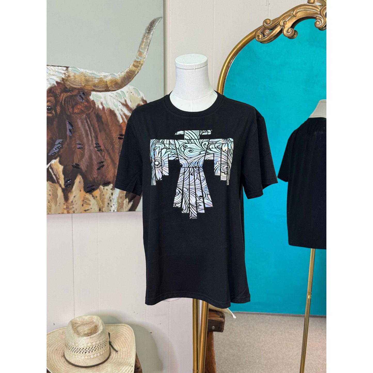 Rockin A Design - Silver holographic Thunderbird  top