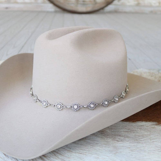 Willow Lane Hat Co. - Silver Dainty Wildflower Chain Hat Band