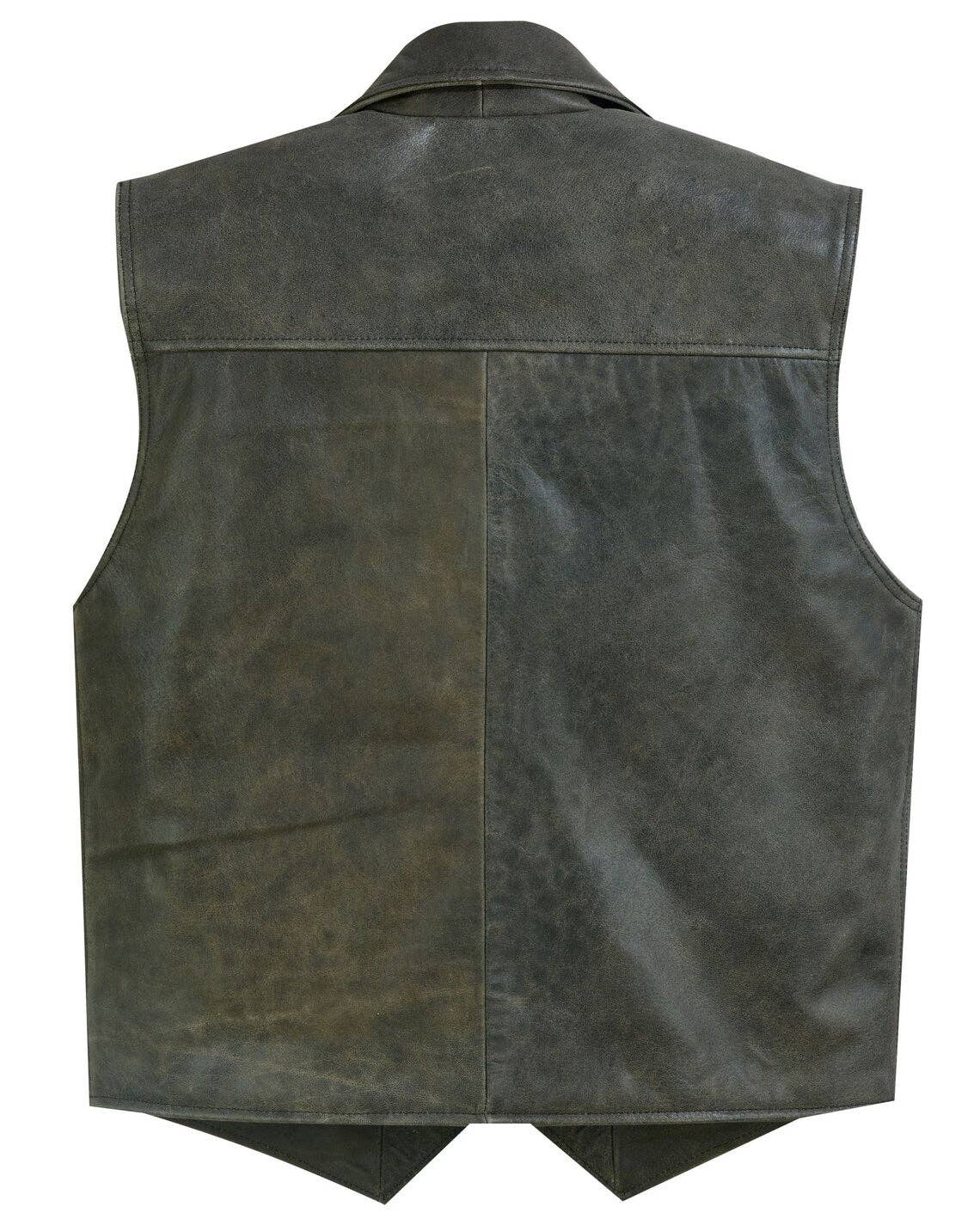 Distress Brown Men Leather  Vest