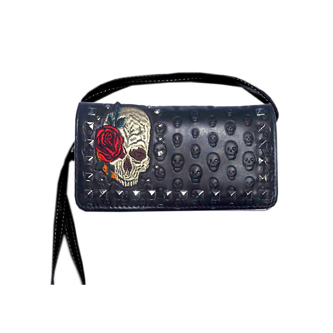 Embossed Leather Sugar Skull Wallet 2066SK8