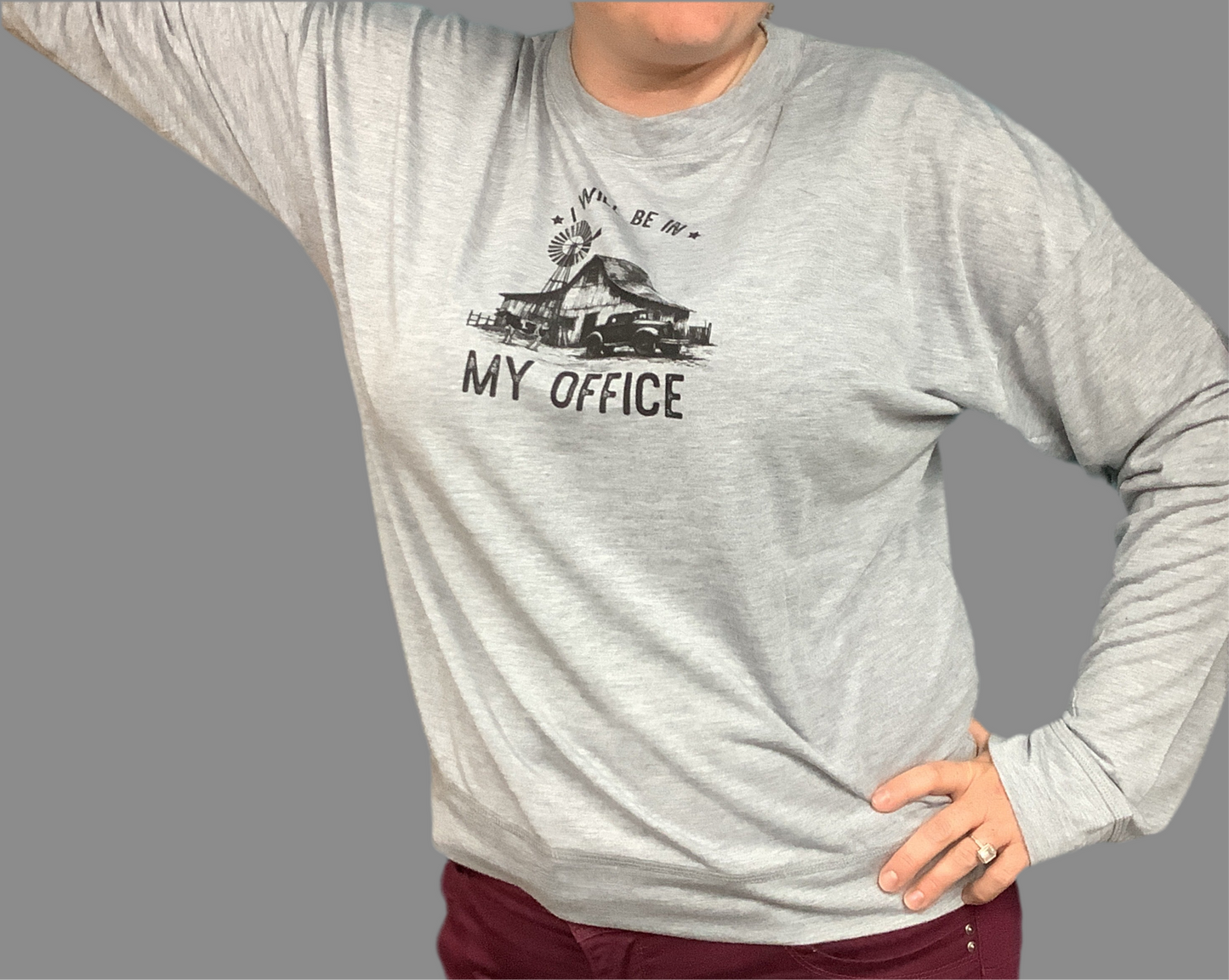 Roper Ladies Crew Neck, Long Sleeve Shirt, Grey 03-038-0513-6143