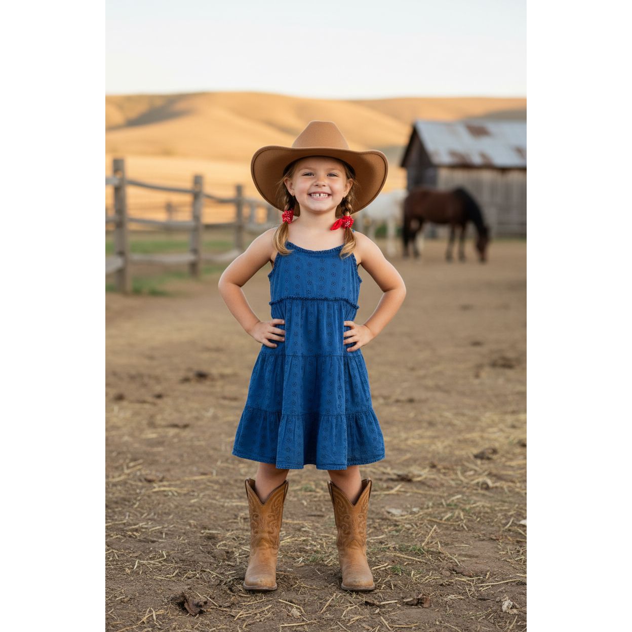 Rock & Roll Girl’s Dress- Jean Eyelet Rouffle BGD0R09044