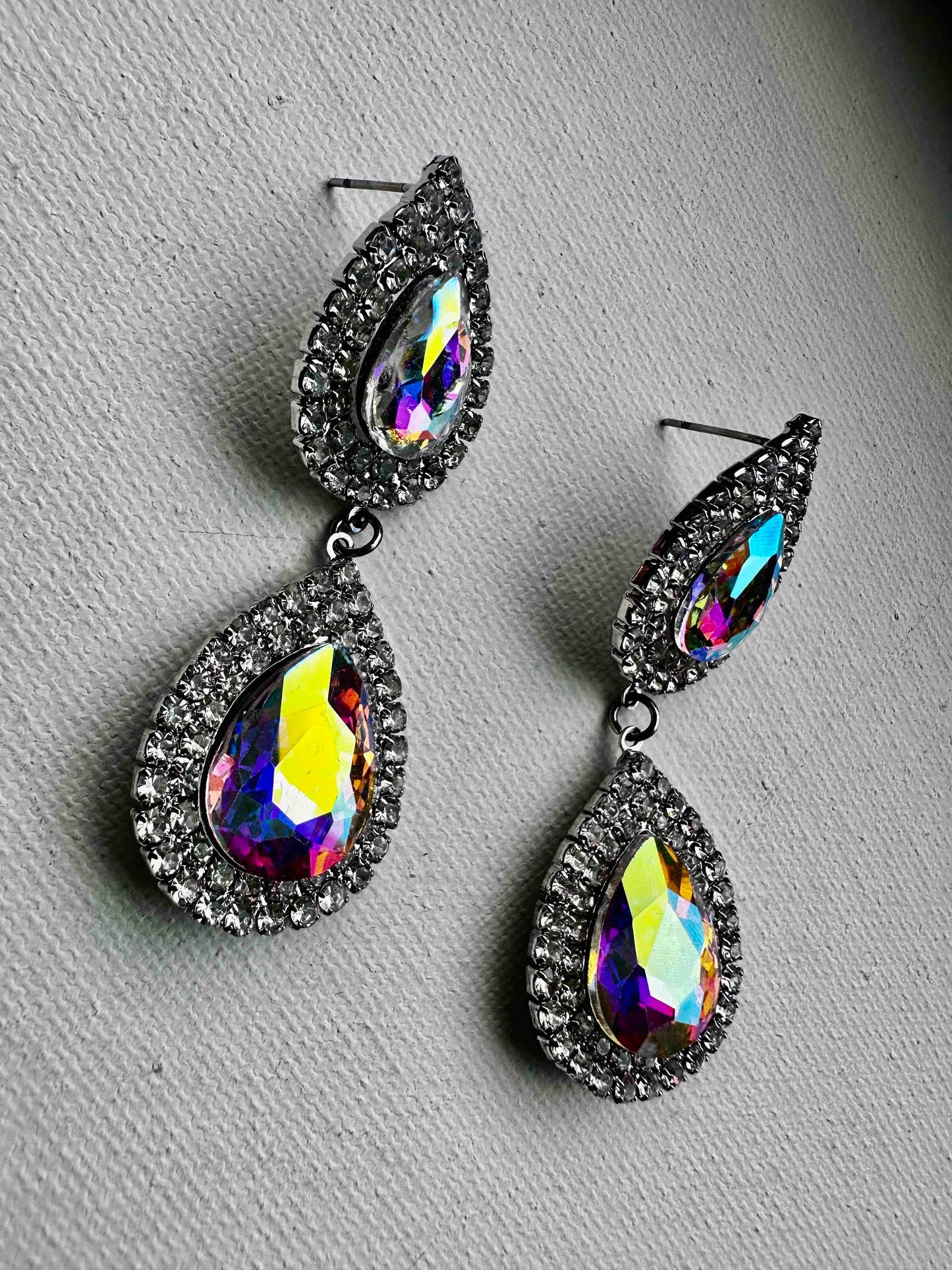 Teardrop Iridescent Dangle Earrings