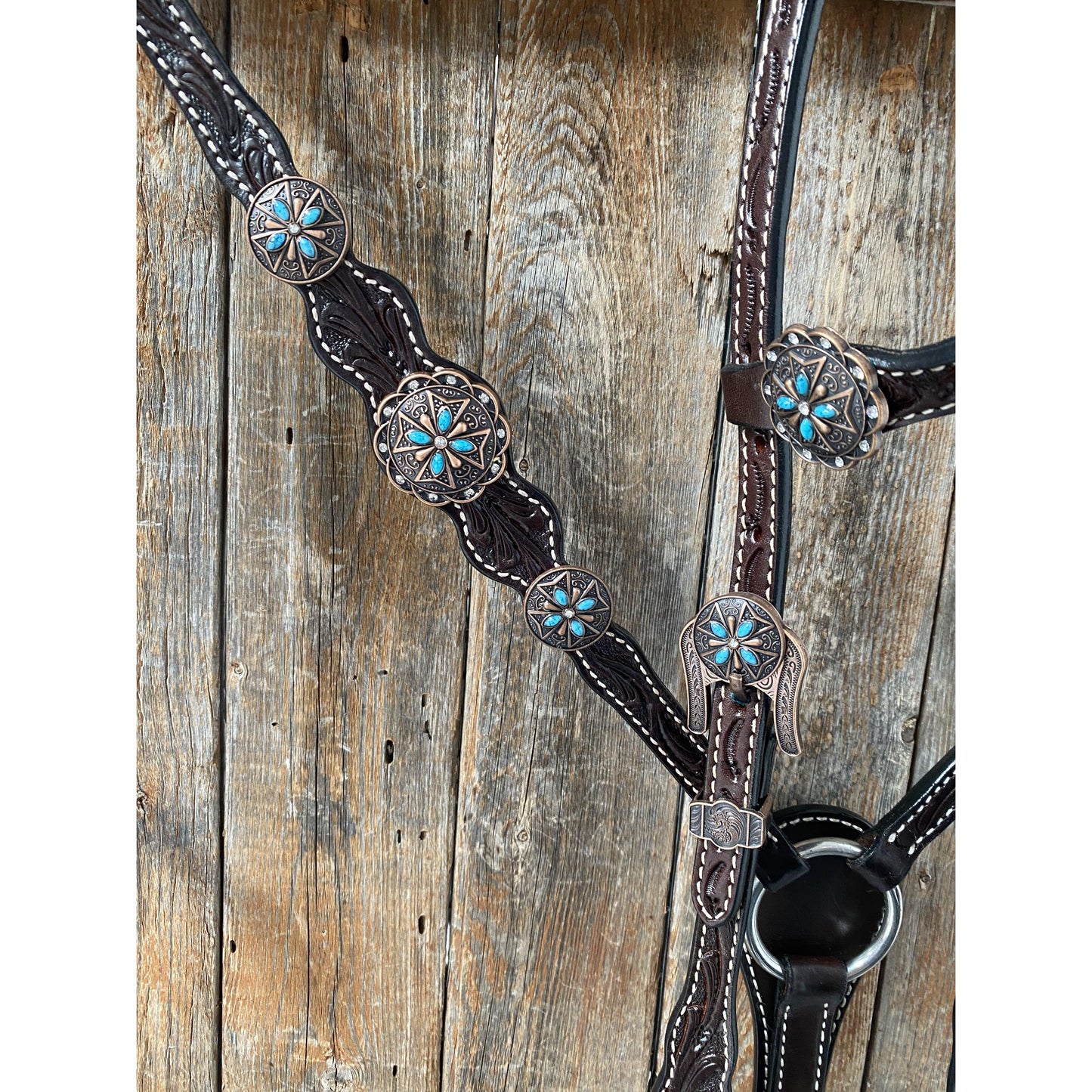 Rodeo Drive - Dark Oil One Ear Headstall & Breastcollar Set #OEBC416