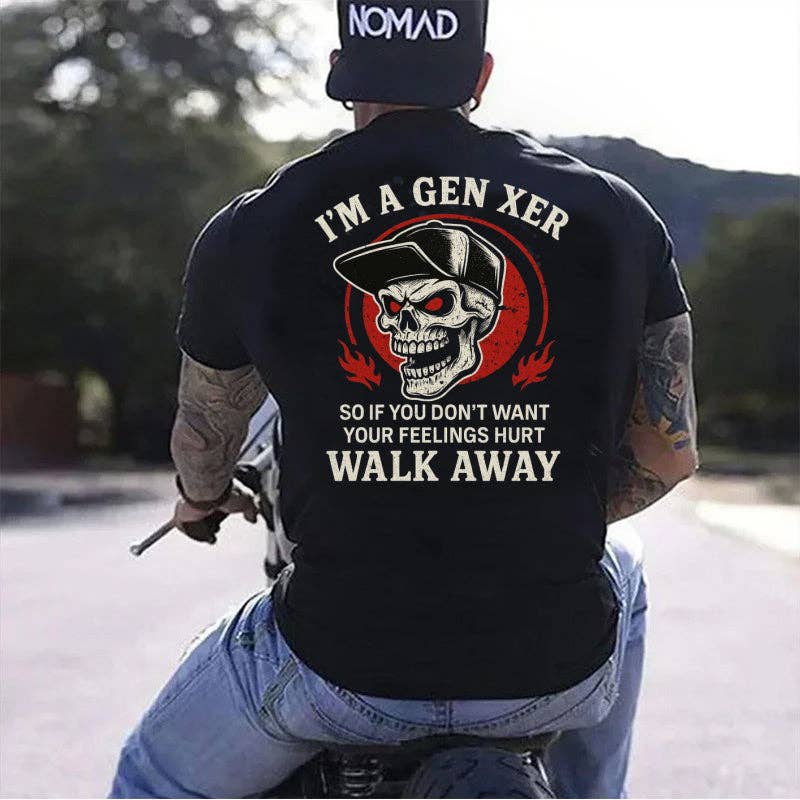 Longsleeve T-Shirt Sweatshirt Crewneck Gen X Skull – "Walk Away" Savage Retro Biker Design