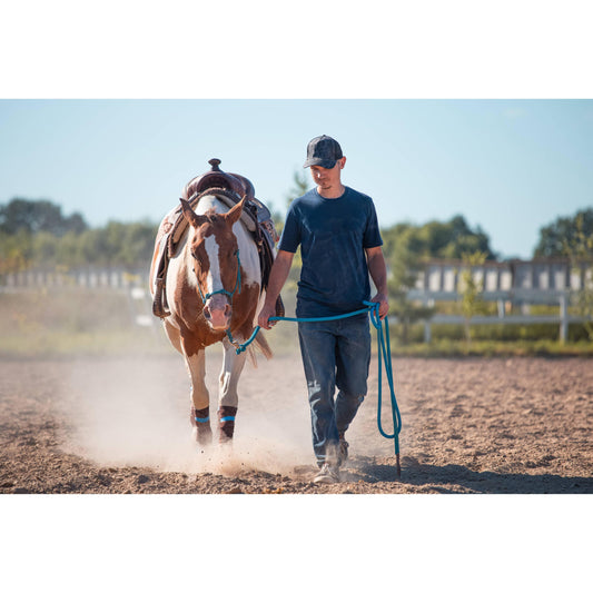 Smart Horse Gear - 5/8" Poly Cowboy Lead 9' w/ Brass Plated Bolt Snap and Leather Popper