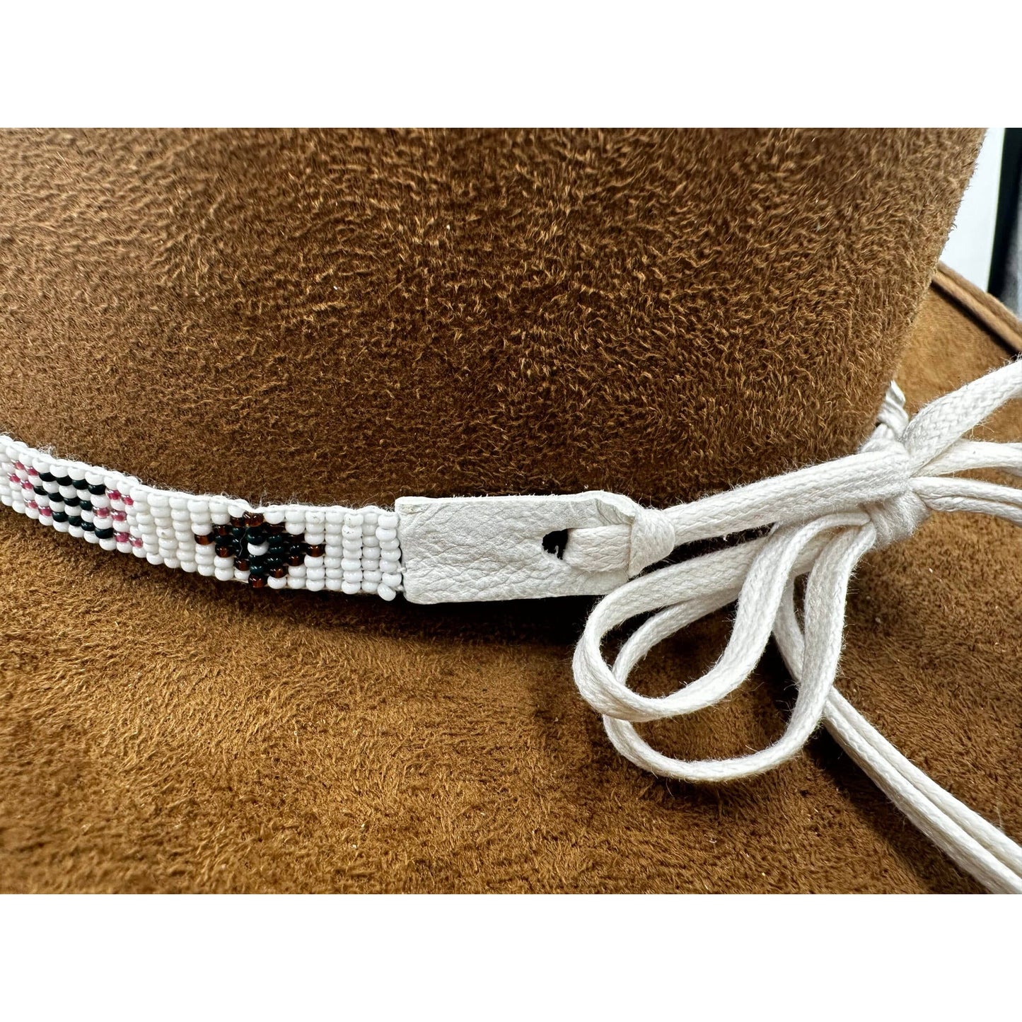 White Pink Brown Green Seed Beaded Cowboy Hatband Waist Belt