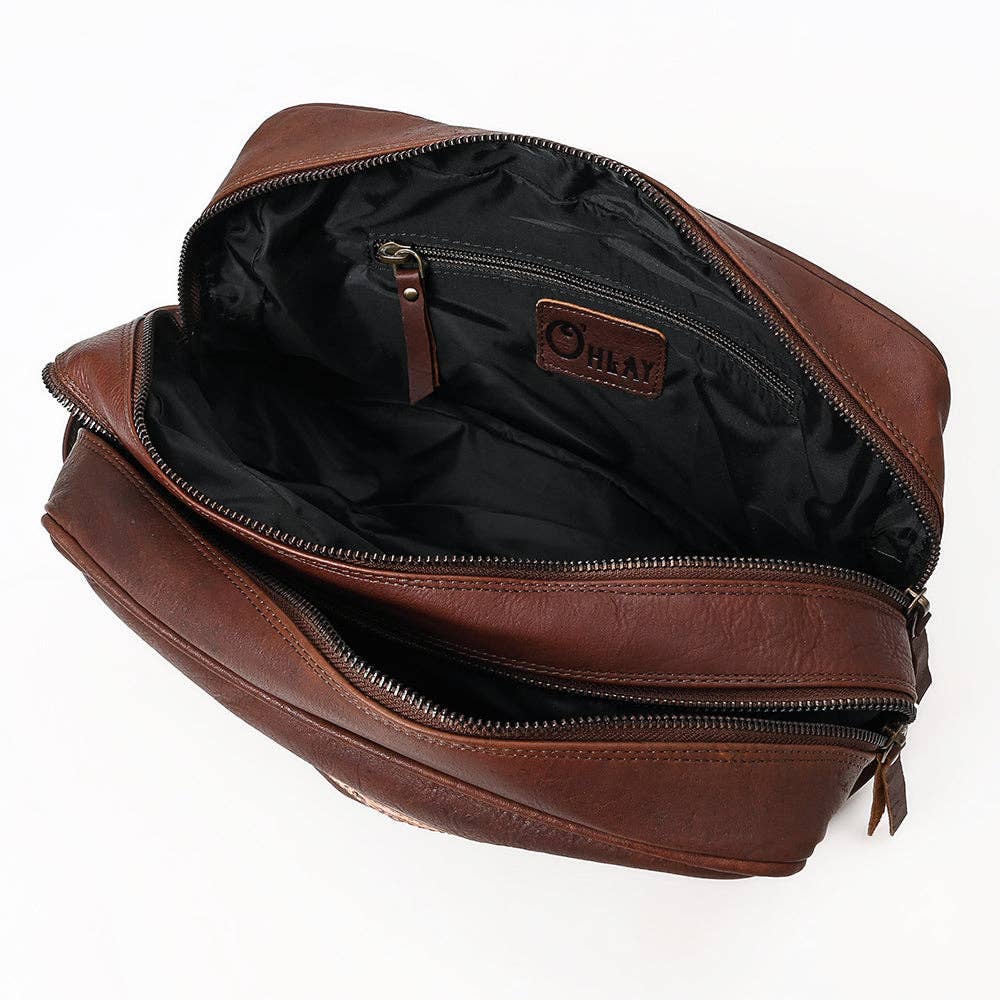 * OHM107 Toiletry Genuine Leather Western Bag