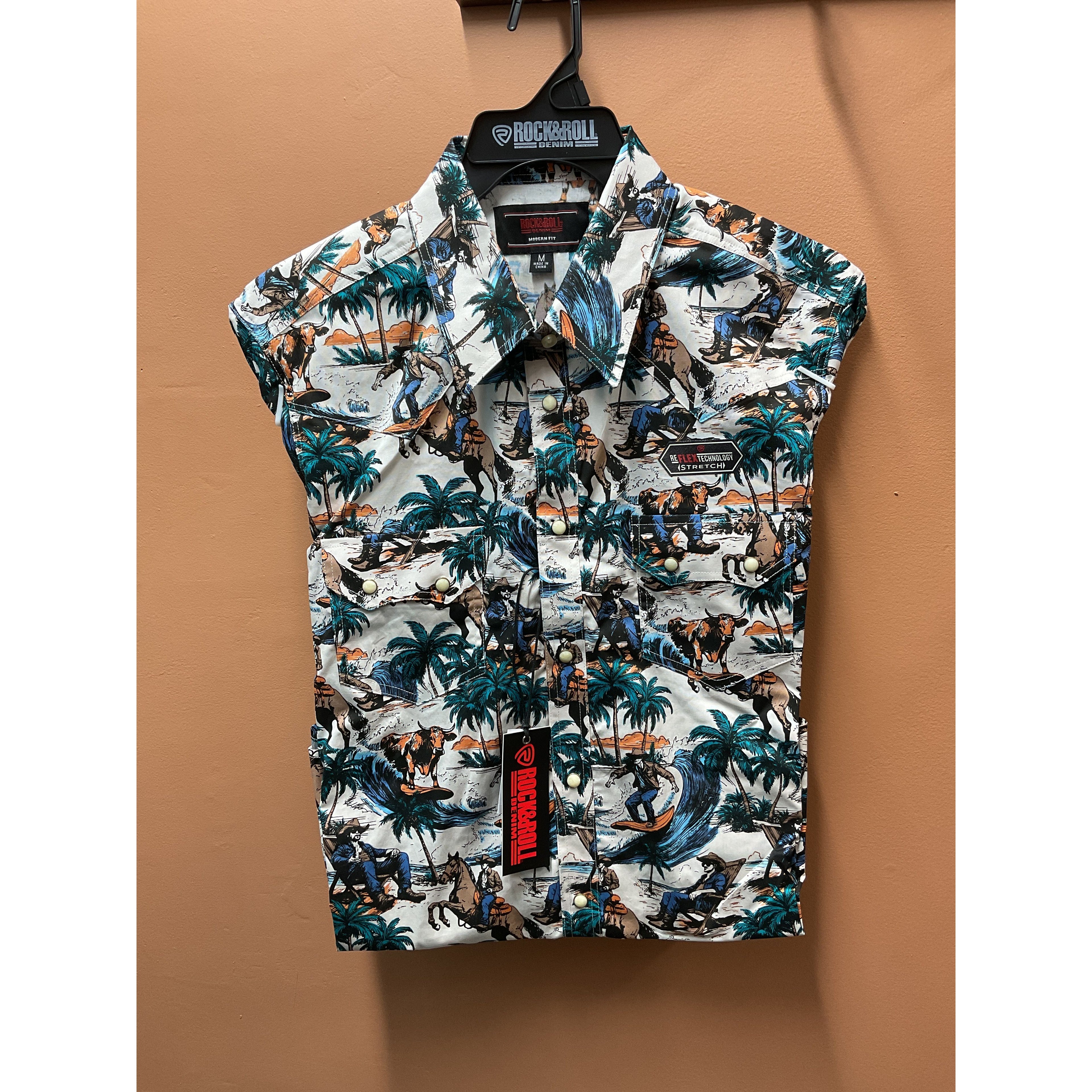 Rock & Roll Men’s Western Shirt, Long Sleeve, Caribbean BMN2S08323