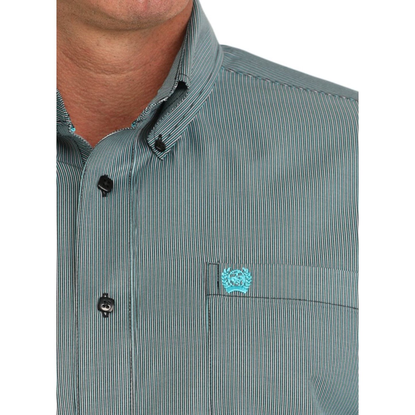 MEN'S TENCEL™ STRIPED BUTTON-DOWN WESTERN SHIRT - BLACK MTW1105908