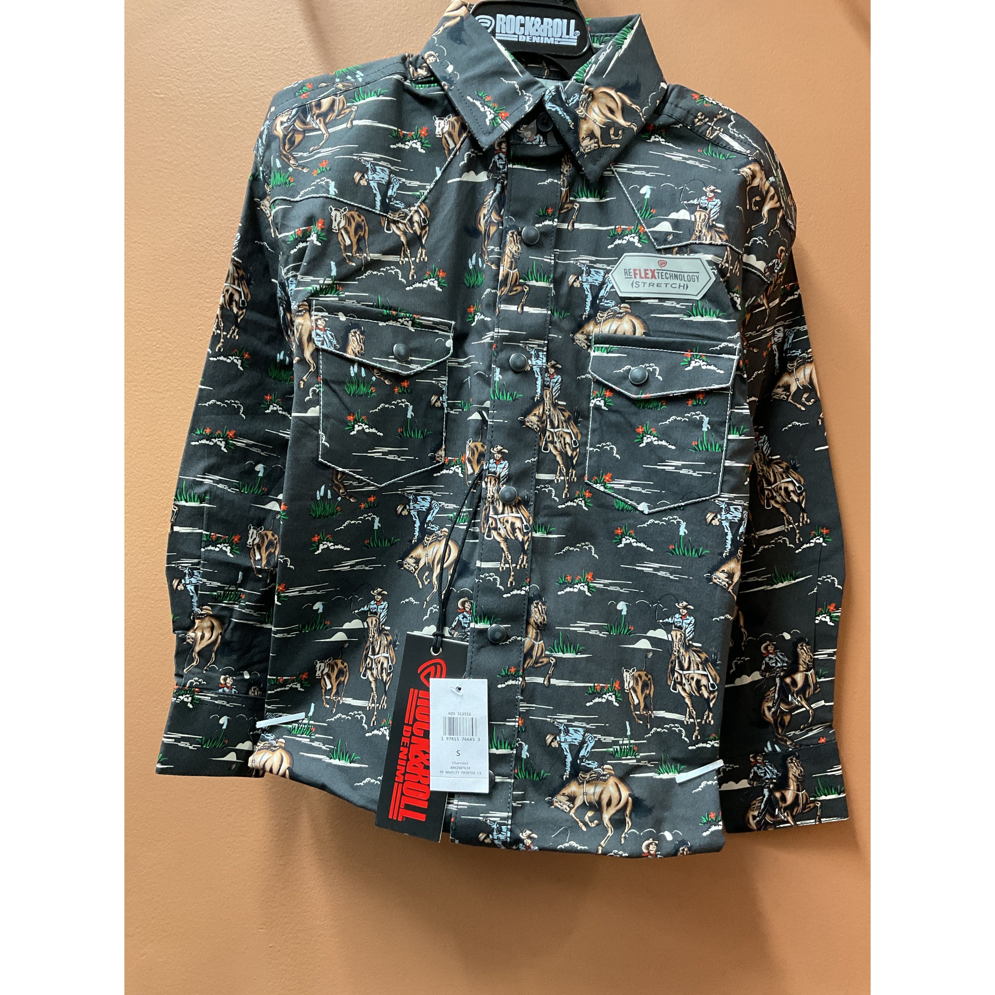 Rock & Roll Boy’s Western Shirt, Long Sleeve, Novelty Print BBN2S07634