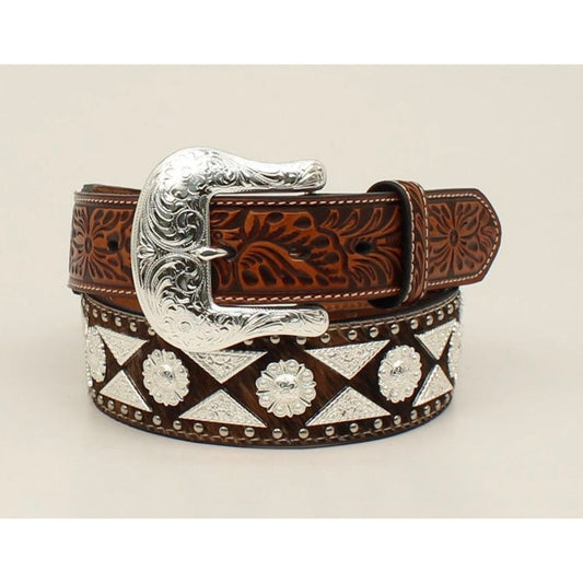 ARIAT MEN'S BELT WITH CONCHOS AND CALF HAIR - TAN #A1023808