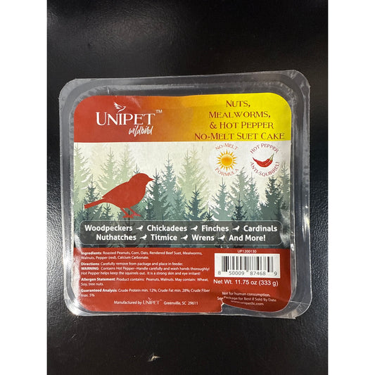 Unipet Wildbird Nuts, Mealworms, & Hot Peppers Suet Cake