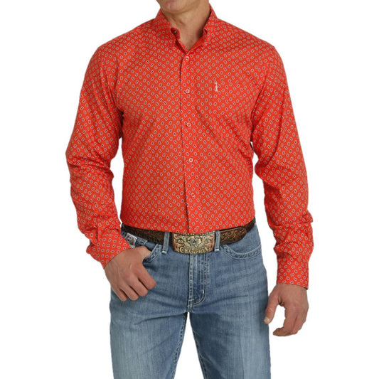 Cinch Men's Red Western Print Button Down Shirt