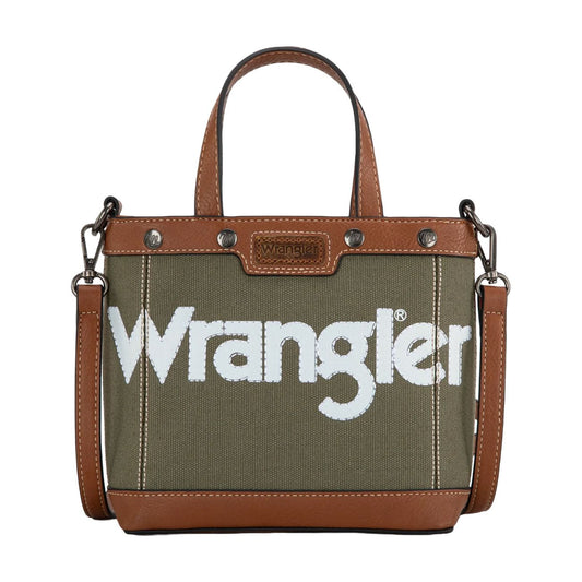 Wrangler Ladies Canvas, Mini Top Handle, Crossbody, Tote, WG142-2005 Army-Green or Tan