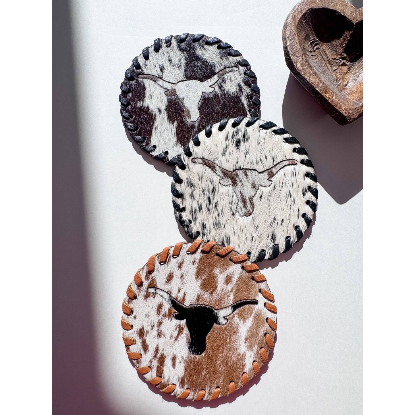 Genuine Cowhide Leather Coasters | Western Hair-On Hide