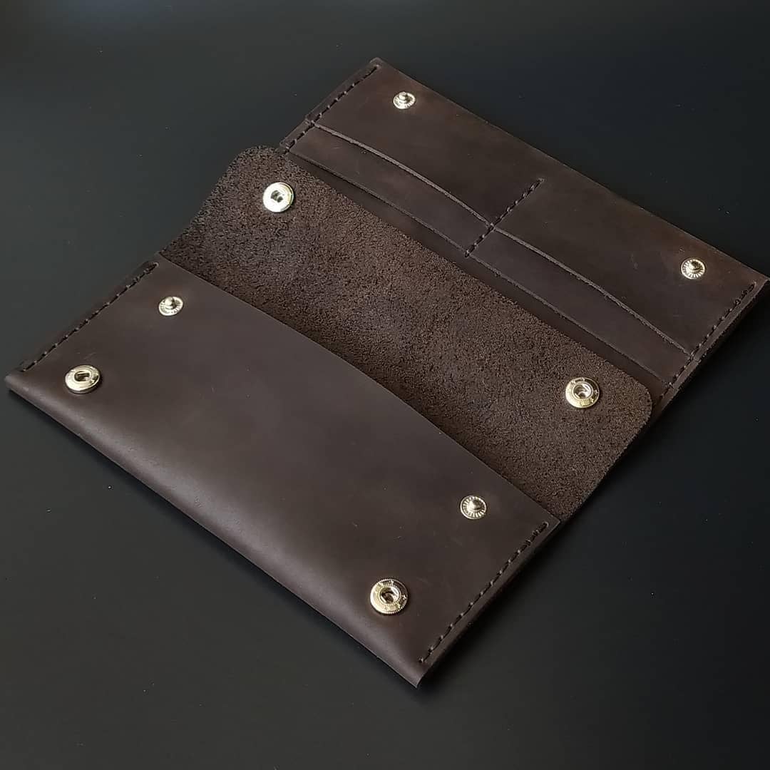 Genuine Leather Wallet, Matte Surface, Hand Stitched