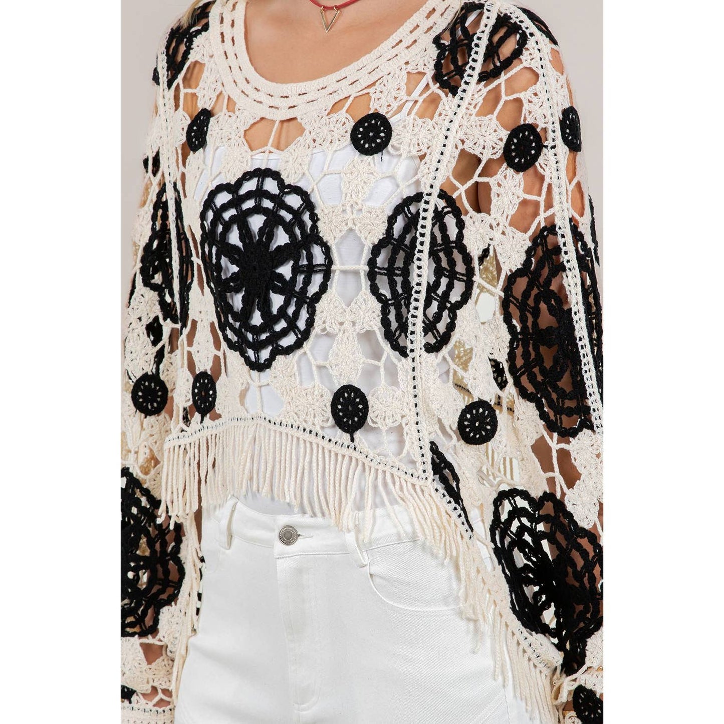 SIT 7097A FRINGED CROCHET TOP