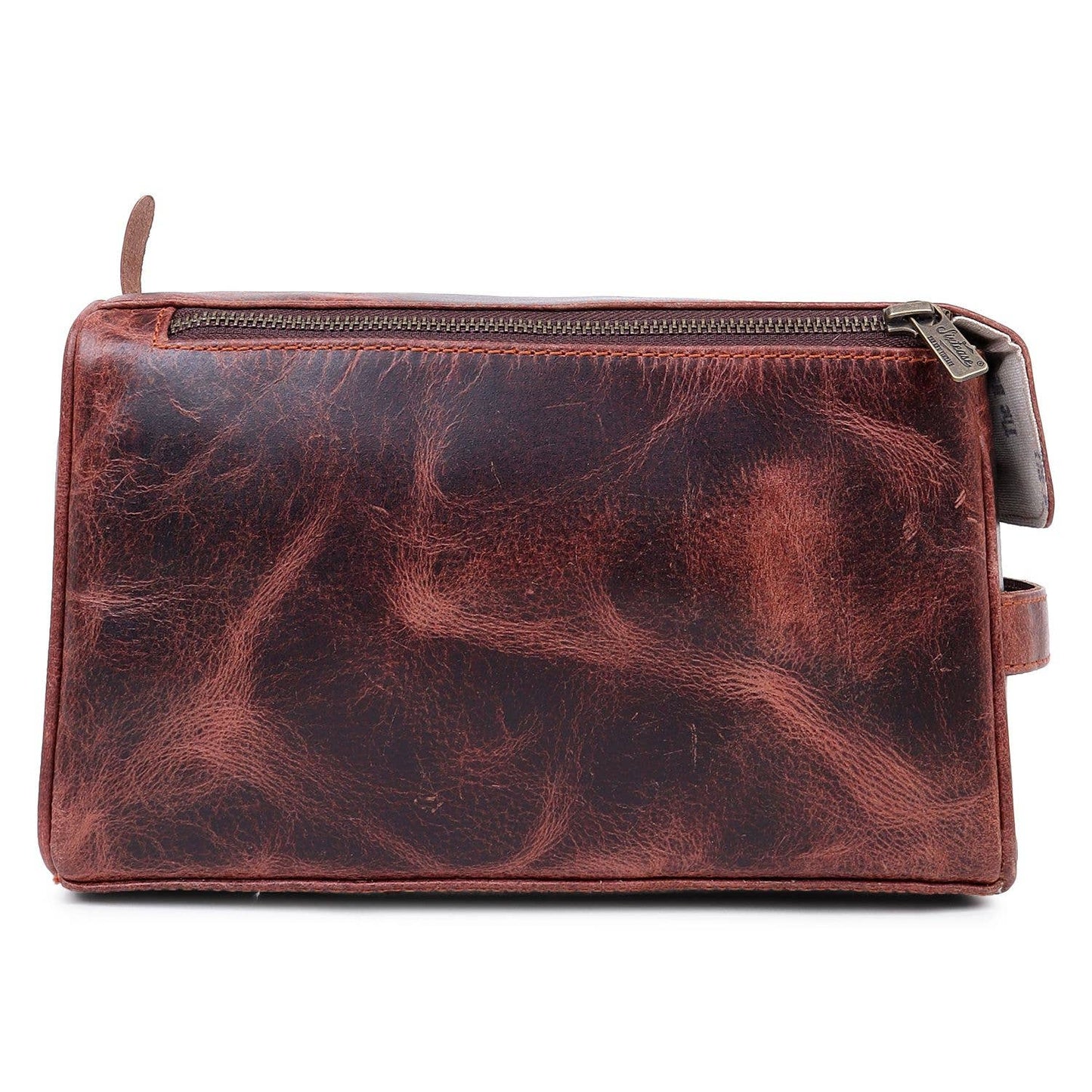Sixtease Bags - Rustic Leather Unisex Cosmetic Bag - Cherry